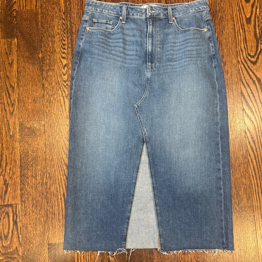 PAIGE Blue Denim Midi Skirt